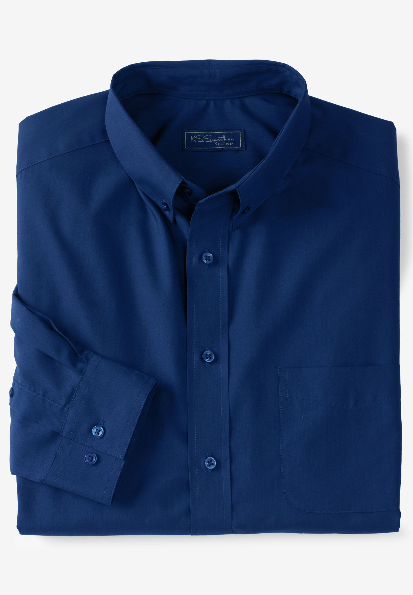 KS Signature No Hassle® Long-Sleeve Button-Down Collar Dress Shirt, 