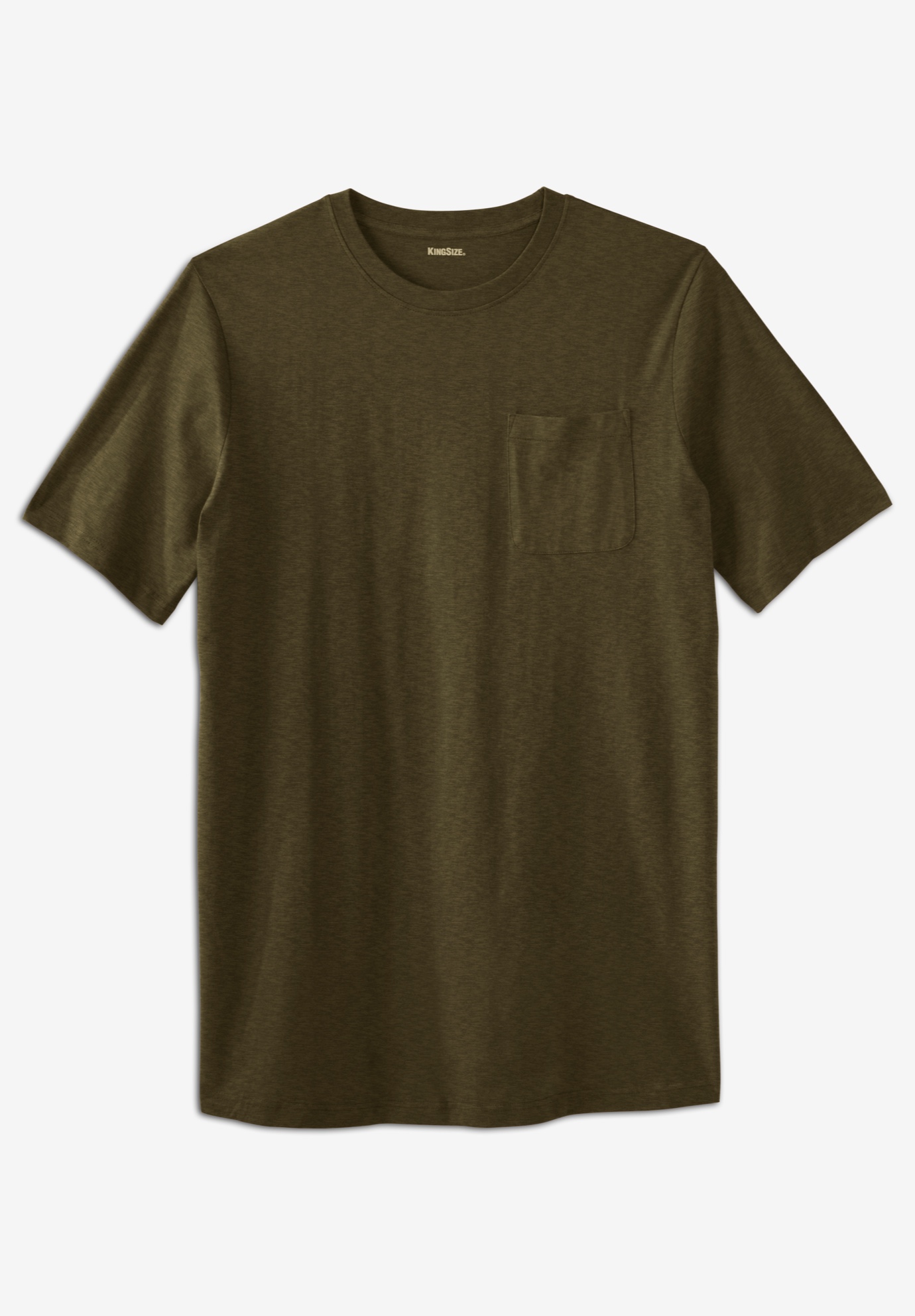 Shrink-Less™ Lightweight Longer-Length Crewneck Pocket T-Shirt, 