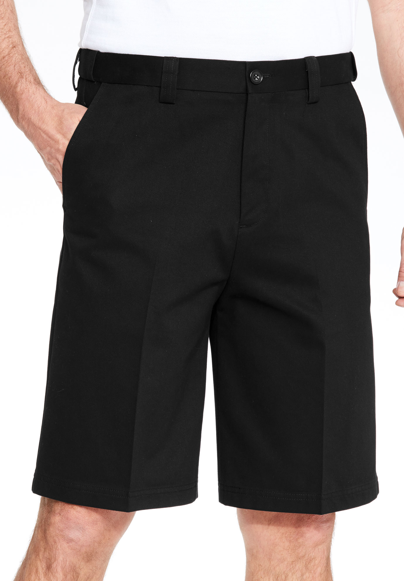 Wrinkle-Free Expandable Waist Plain Front Shorts, 