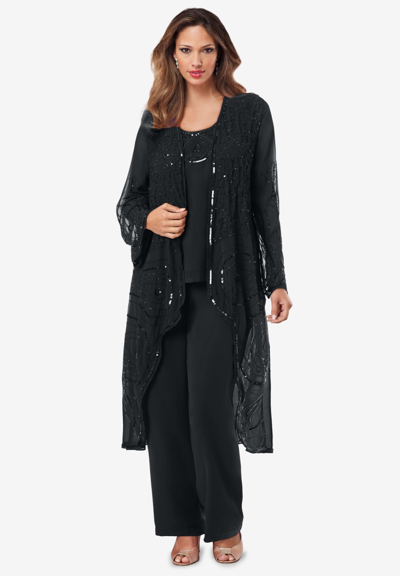 Three-Piece Beaded Pant Suit | OneStopPlus