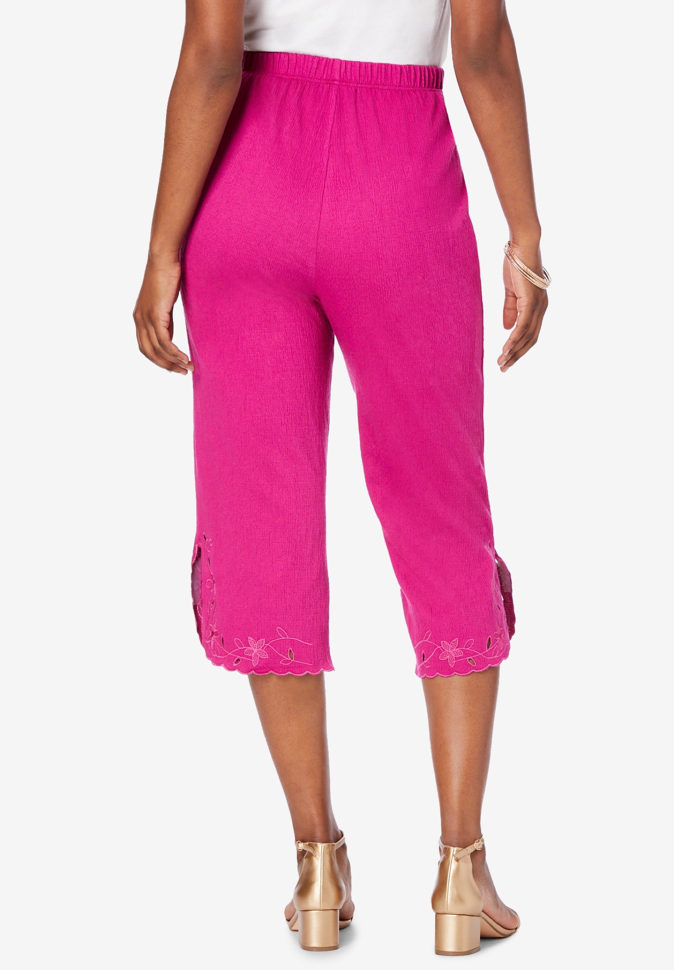 CrinkleKnit Gauze Eyelet Capri OneStopPlus