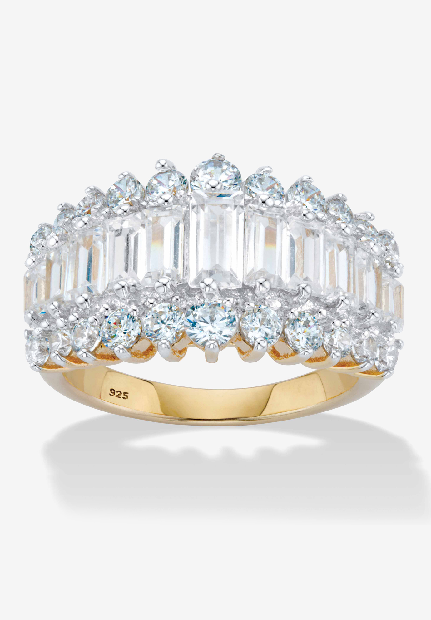 18K Gold & Sterling Silver Cubic Zirconia Ring, 