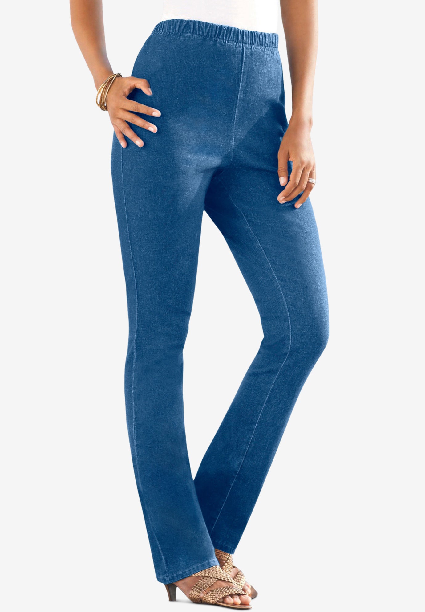 womens pull on jeans straight leg