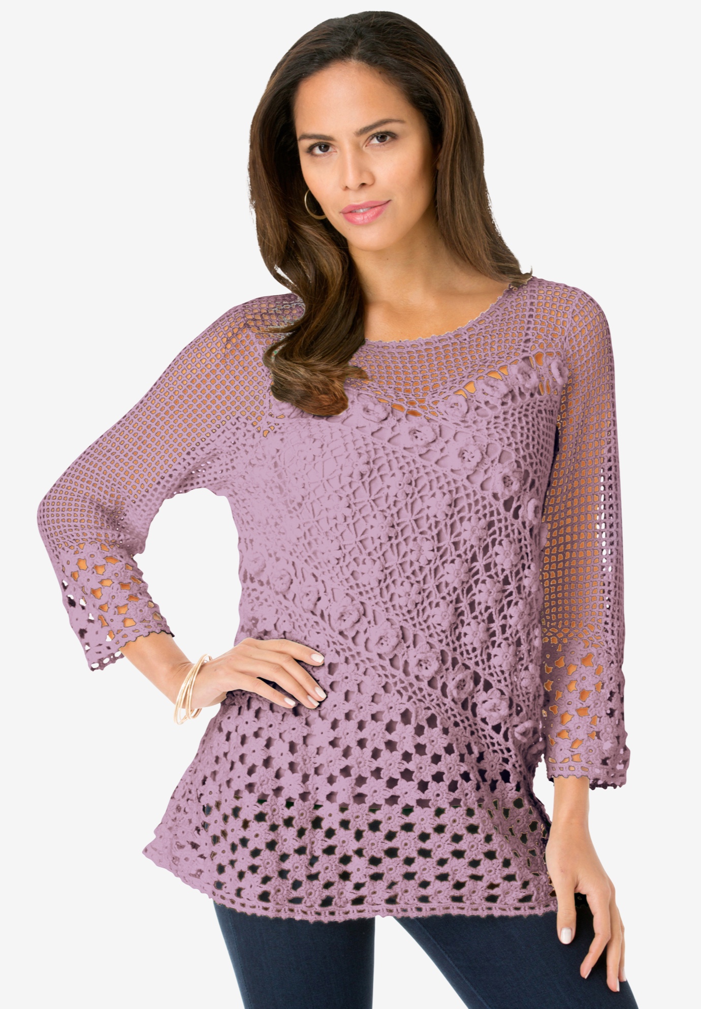 Floral Crochet Sweater, 