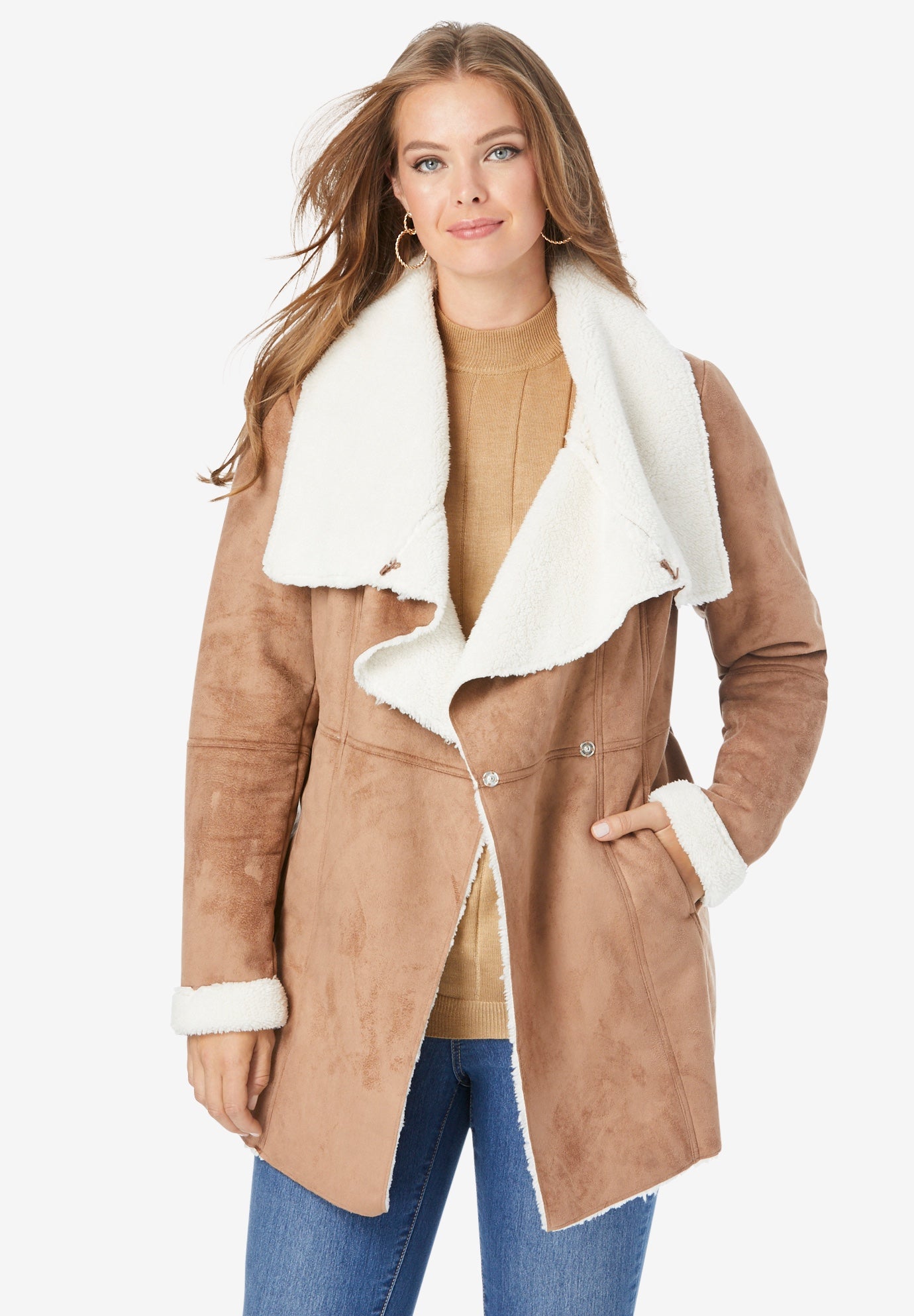 plus size faux shearling jacket