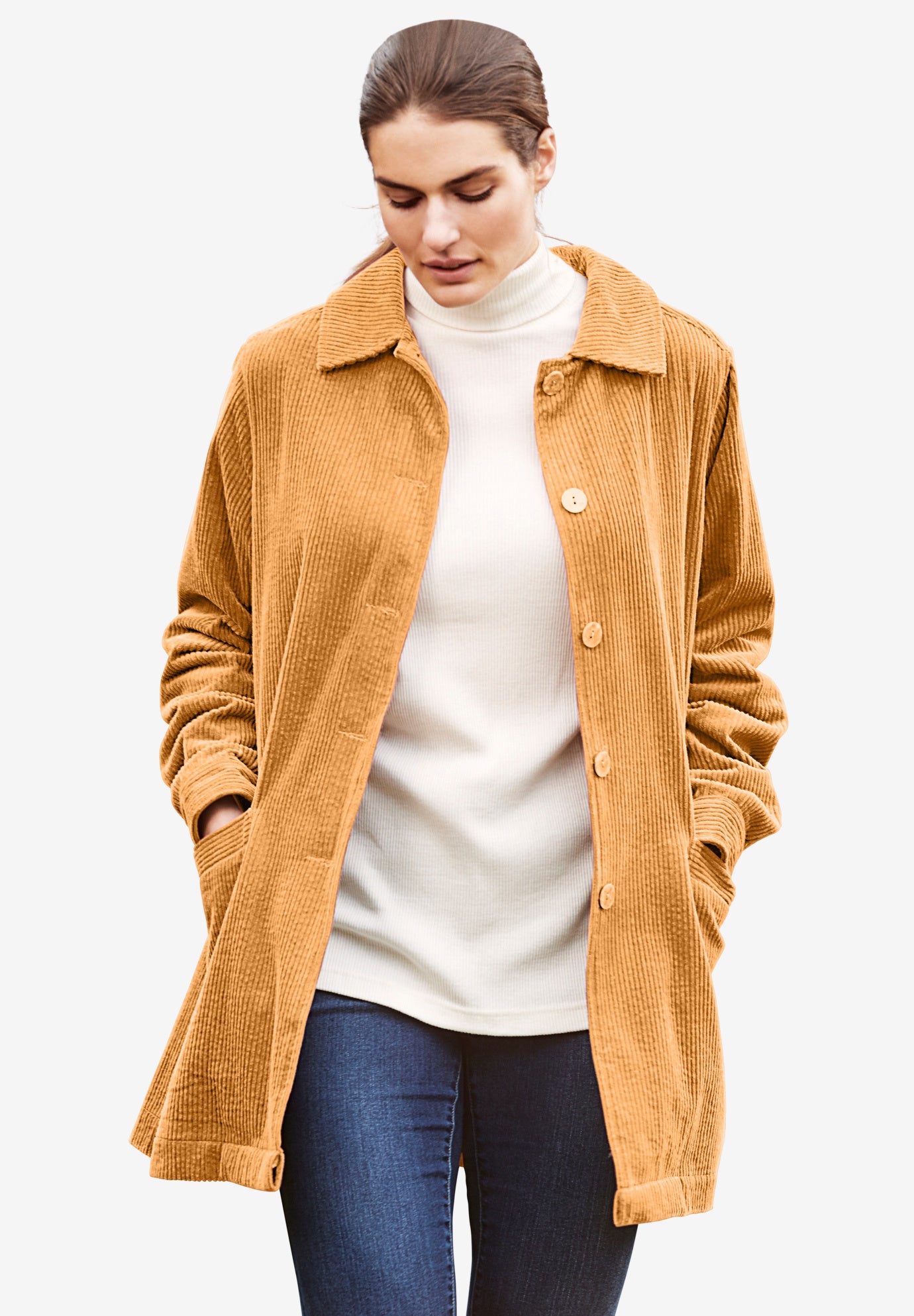 Pleat Back Corduroy Jacket Onestopplus