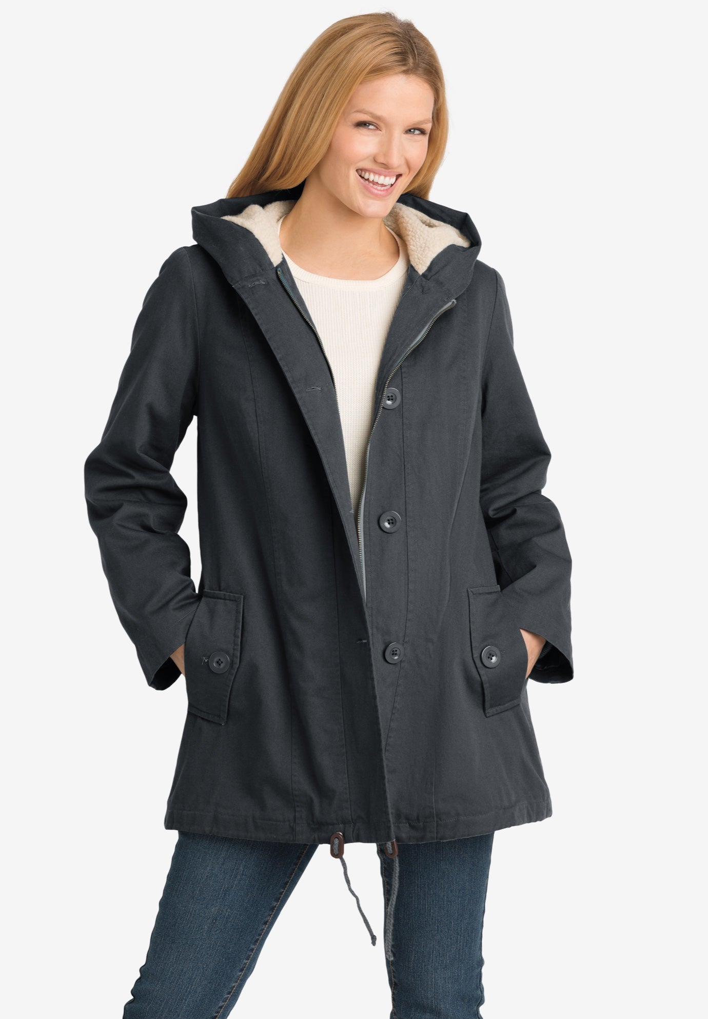 sherpa lined cotton parka