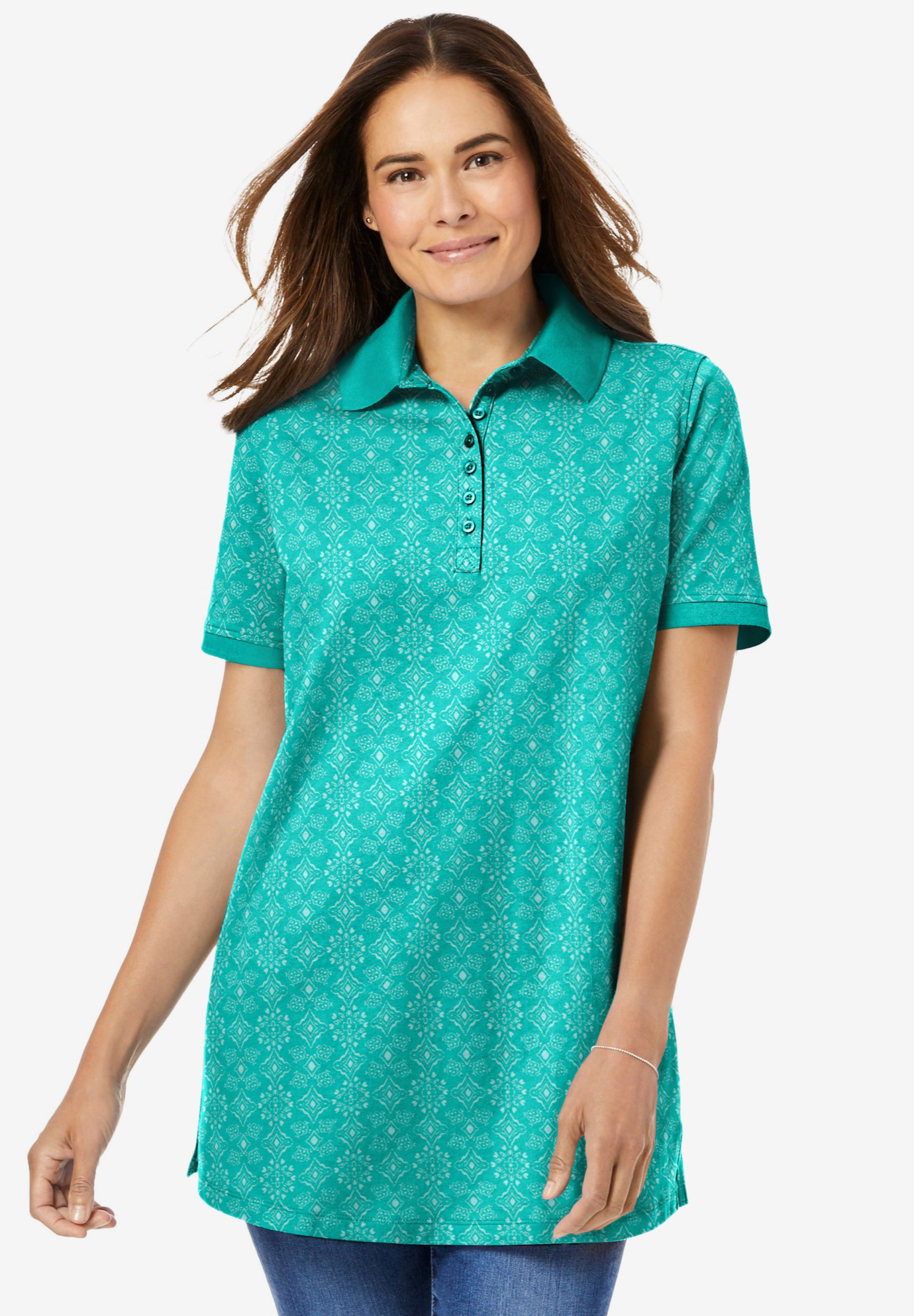 Perfect Printed Short-Sleeve Polo Shirt, 