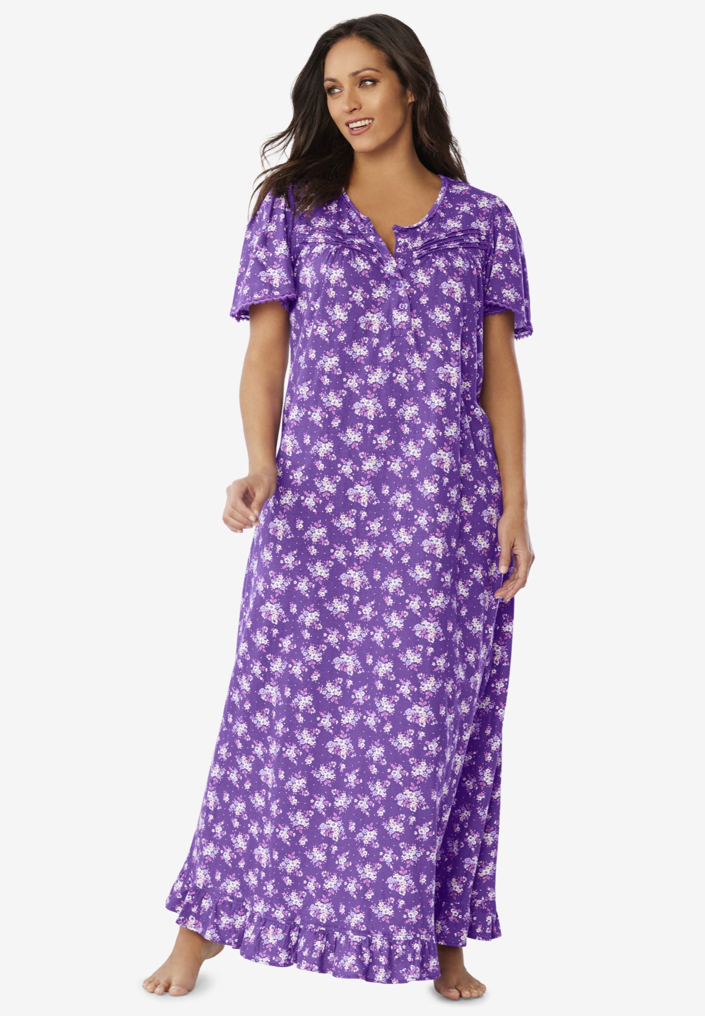 Long Floral Print Cotton Gown OneStopPlus