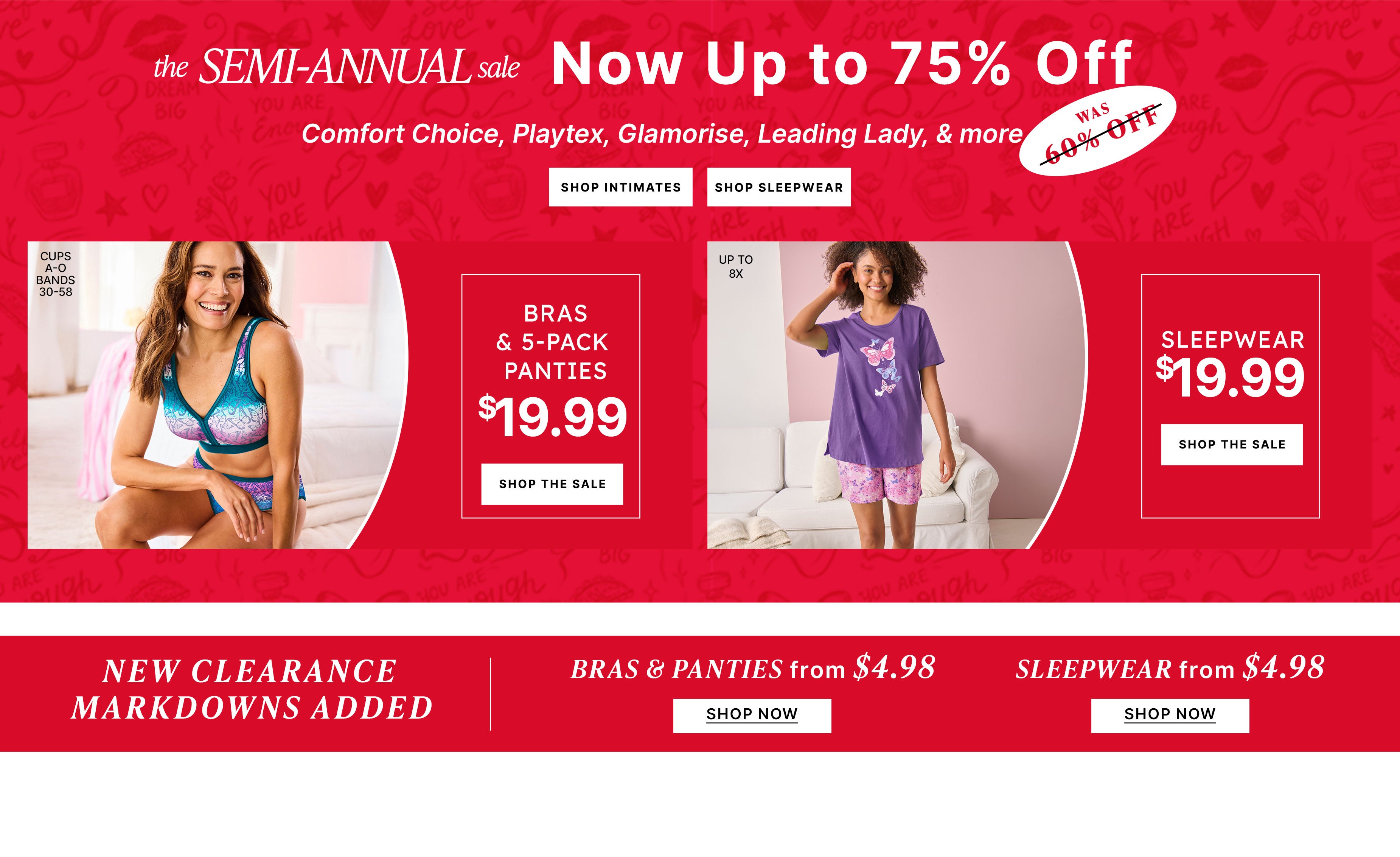 Semi annual sale on intimates and sleepwear SHOP NOW