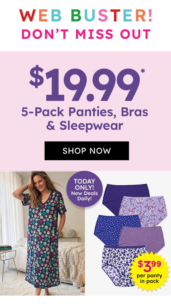 19.99 5 Pack Panties, Bras & Sleep 