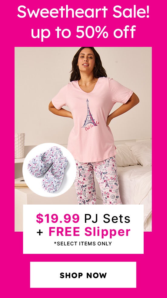 19.99 PJs w/ Free Slipper shop now