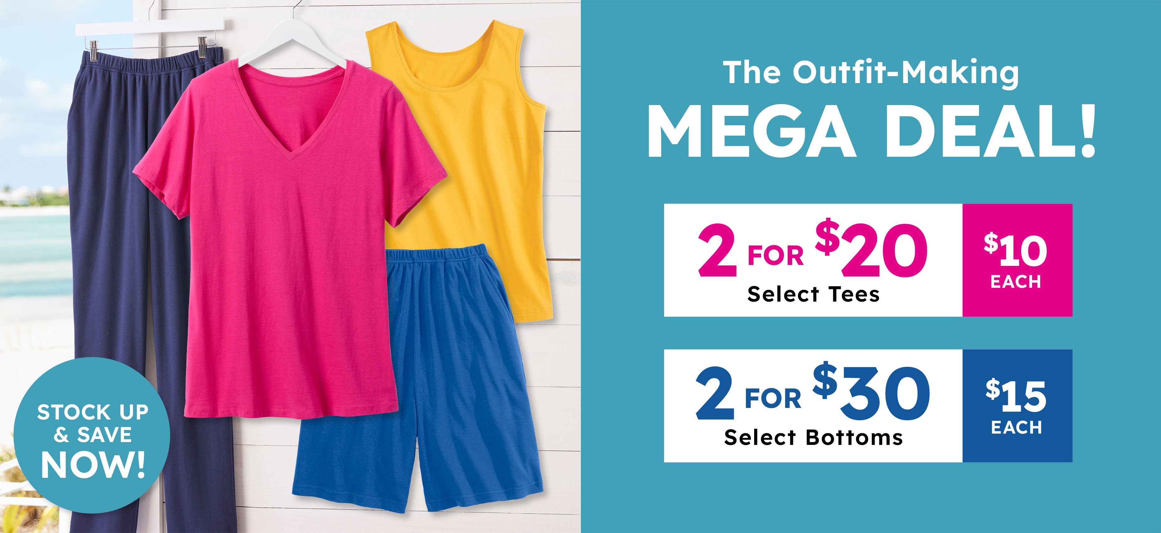 the outfit-making mega deal! 2 for $20 select tees, $10 each
