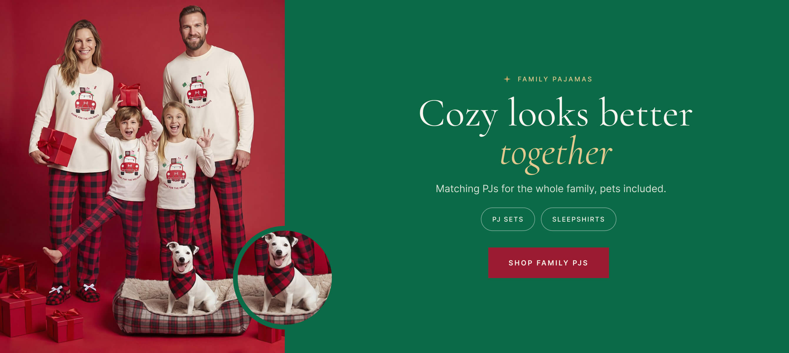Family Pajamas — Cozy looks better together. Matching PJs for the whole family, pets included. PJ Sets, Sleepshirts, Shop Family PJs