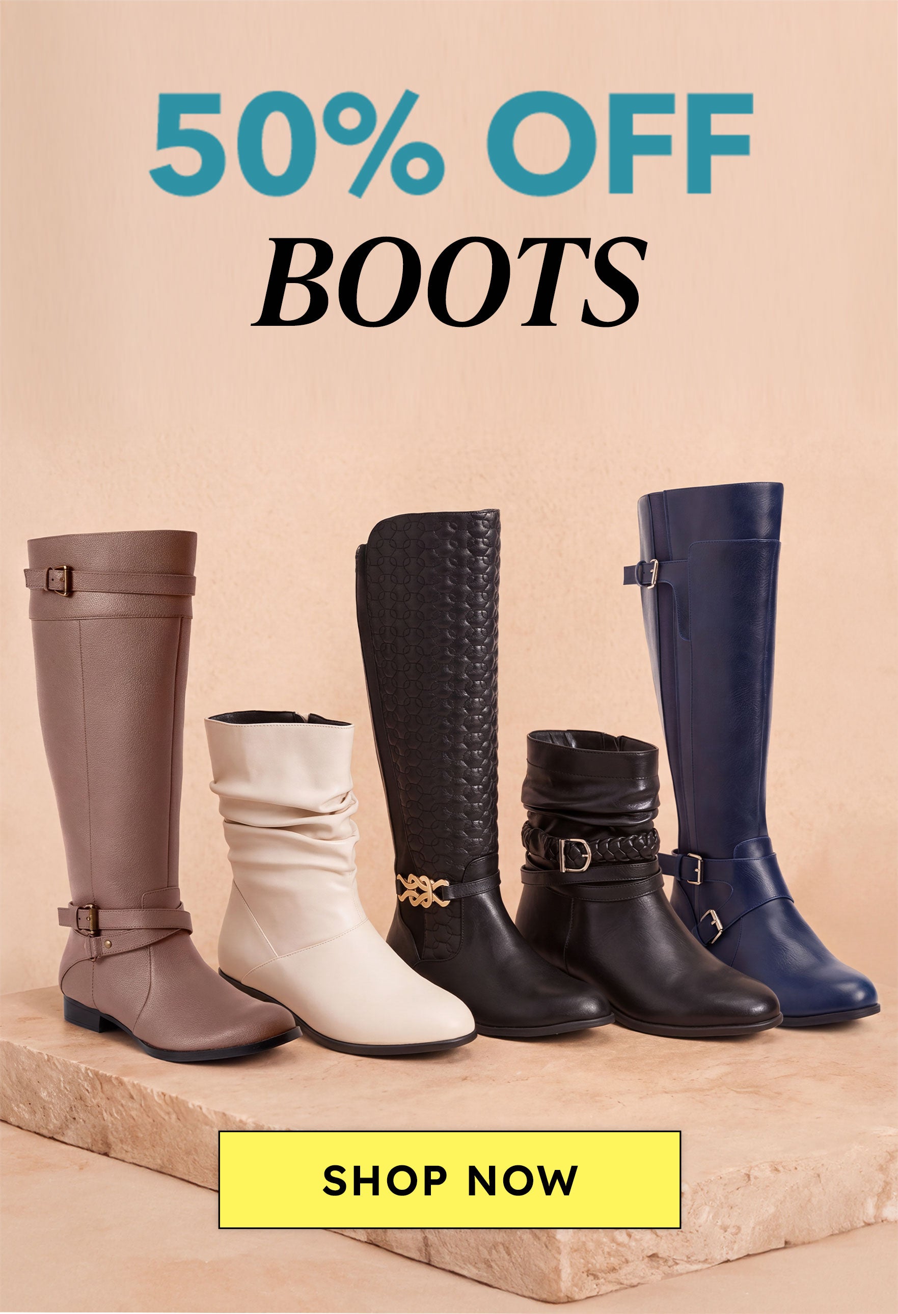 50% Boots Sale shop now