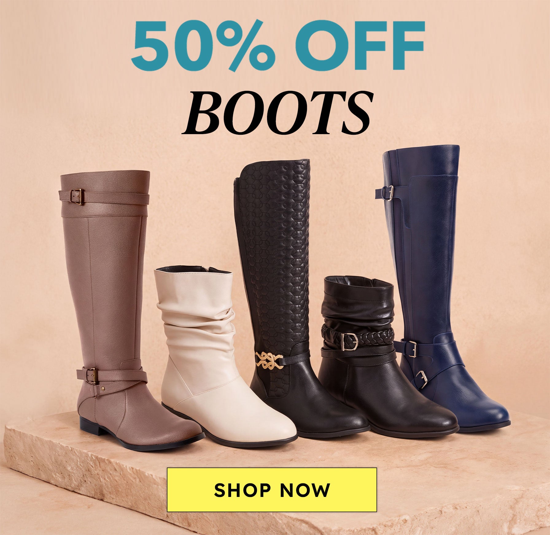 50% Boots Sale shop now